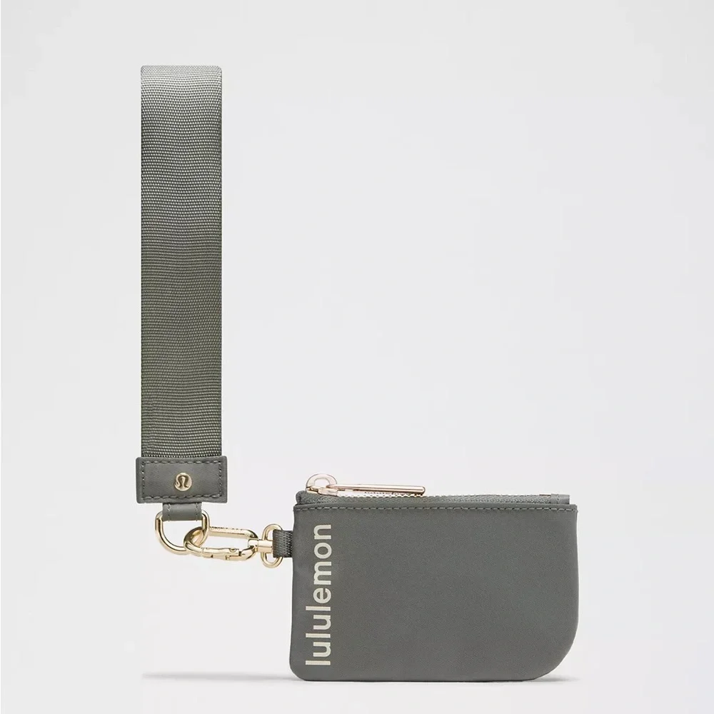 Lululemon Dual Pouch Wristlet- Grey Sage/Light Ivory/Gold